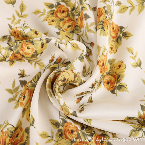 Flower Design Heavy Silk Satin Chiffon Print Fabric